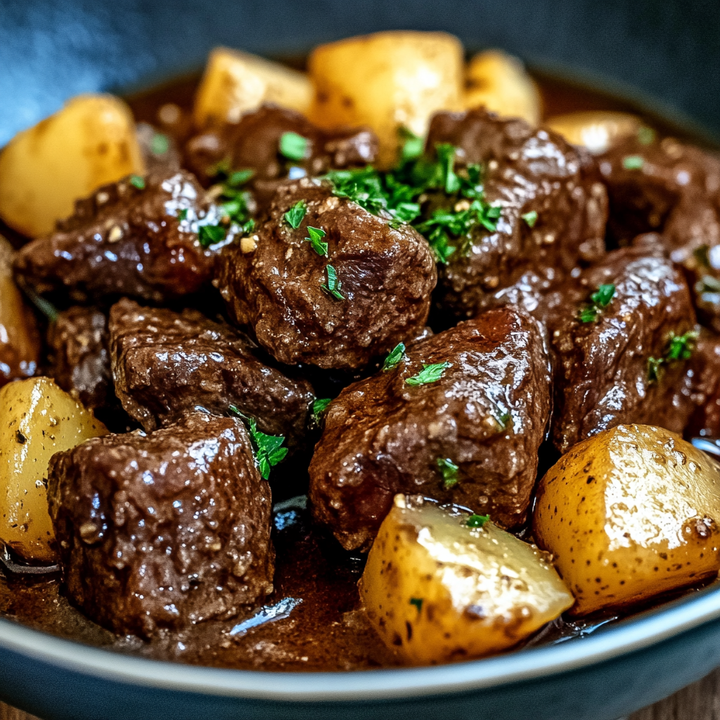 Slow Cooker Garlic Butter Beef Bites