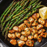 Garlic Butter Chicken Bites with Asparagus