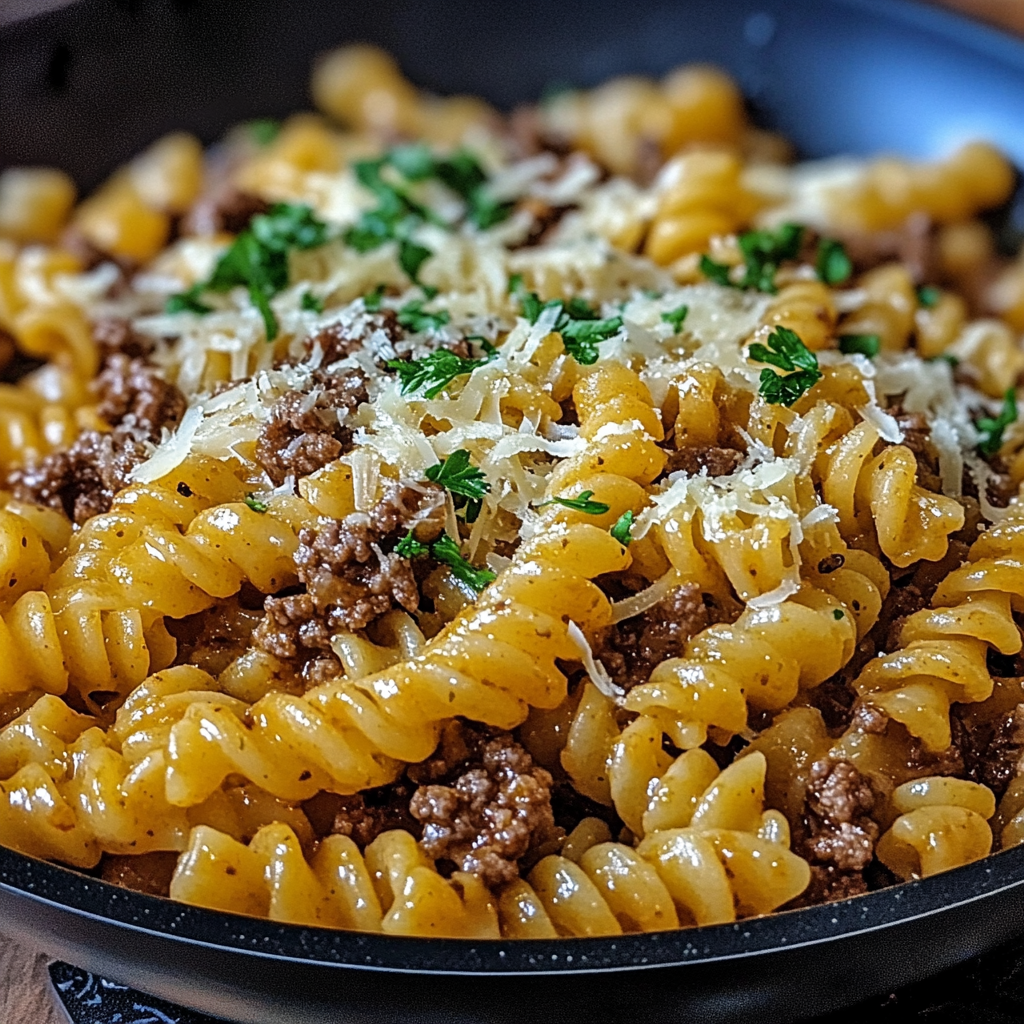 One-Pot Beef and Cheddar Ranch Pasta