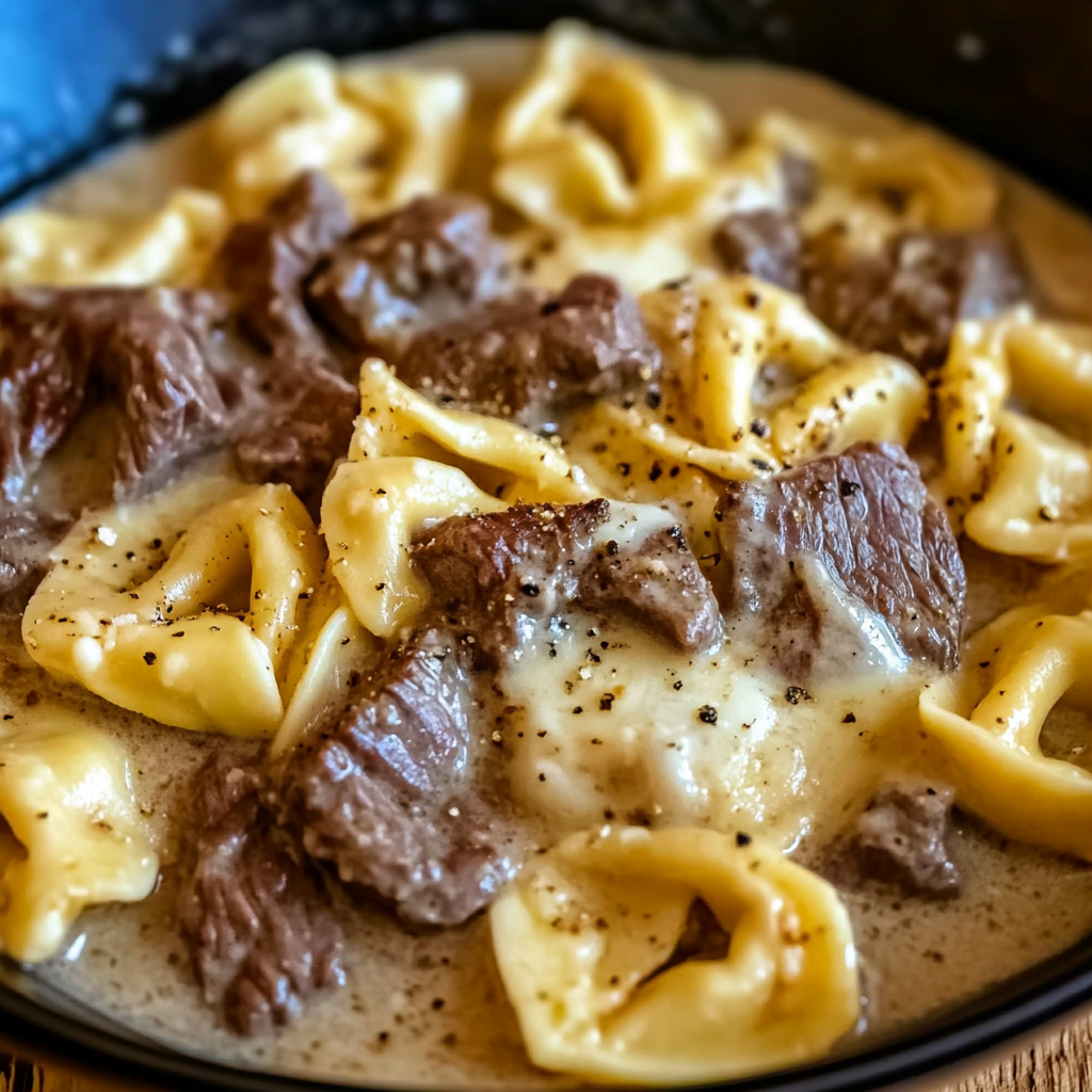 Cheesesteak Tortellini in Rich Provolone Sauce