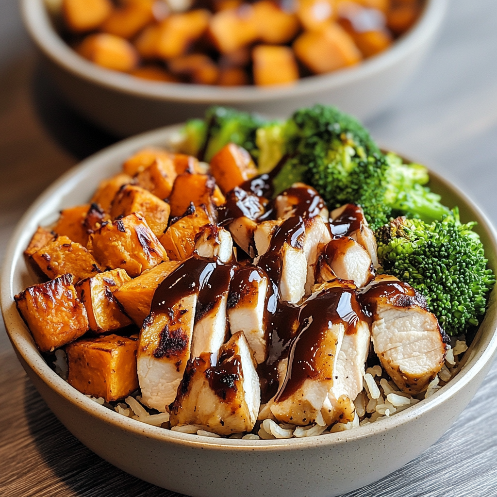 BBQ Chicken & Roasted Sweet Potato Bowls