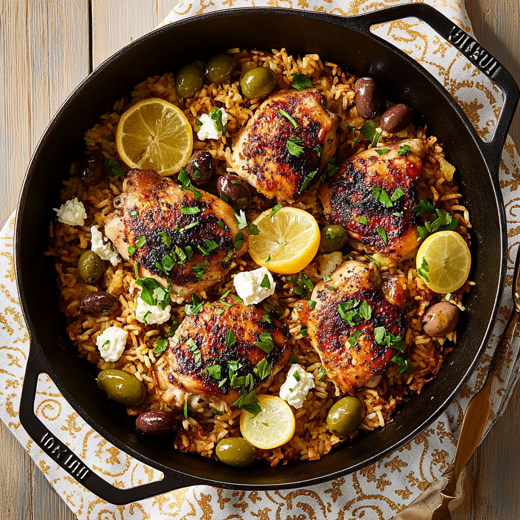 Greek Chicken and Rice Skillet