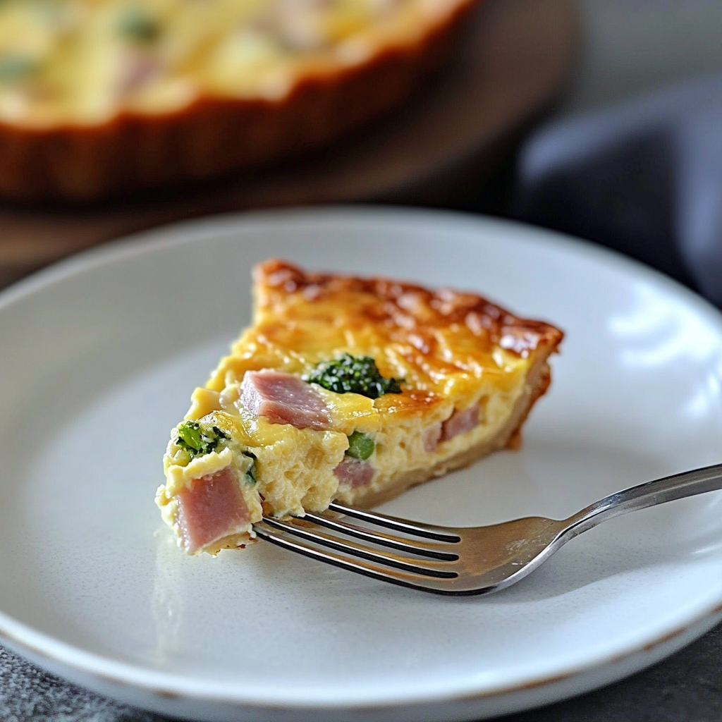 Low Carb Crustless Ham & Cheese Quiche