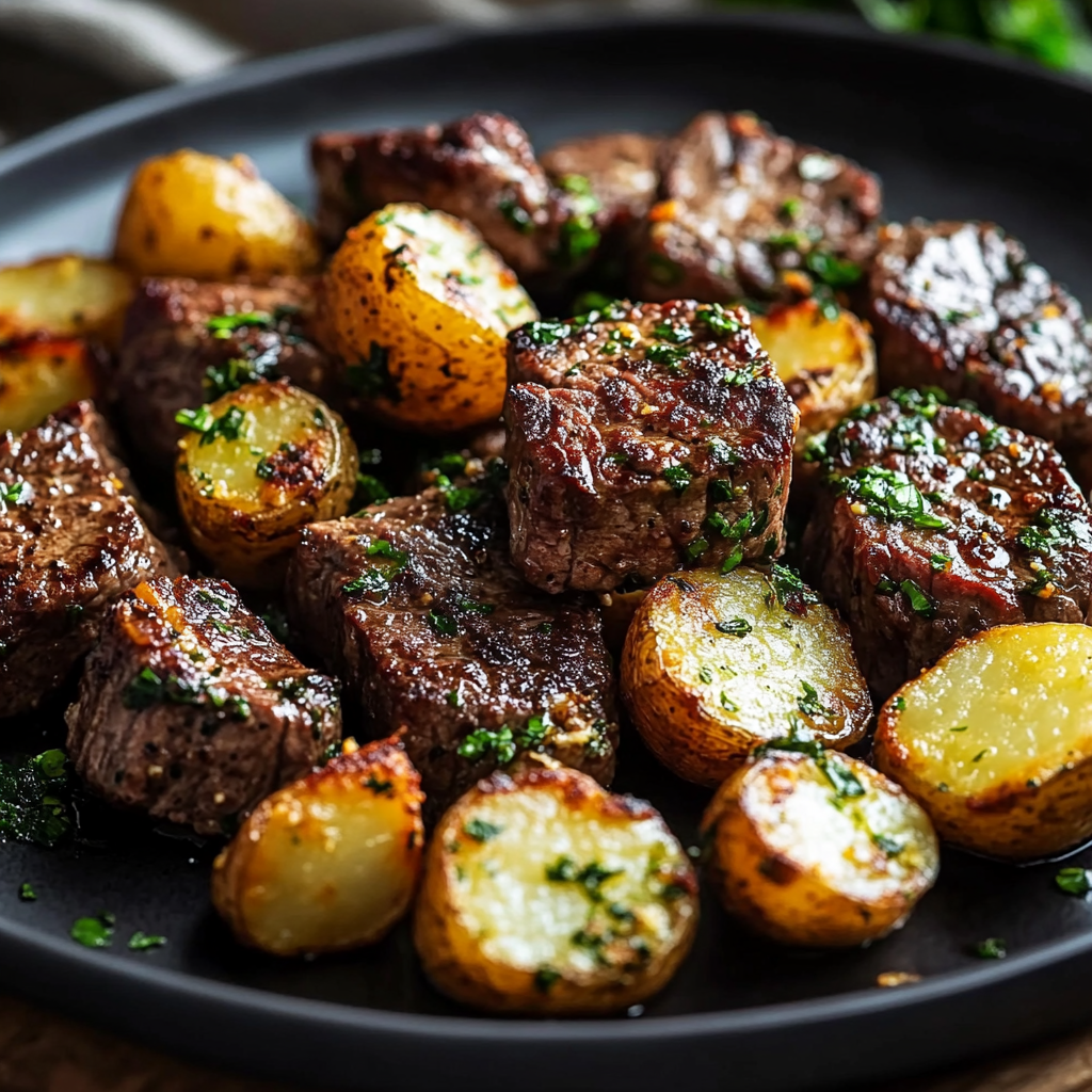 Garlic Butter Steak Bites with Crispy Potatoes