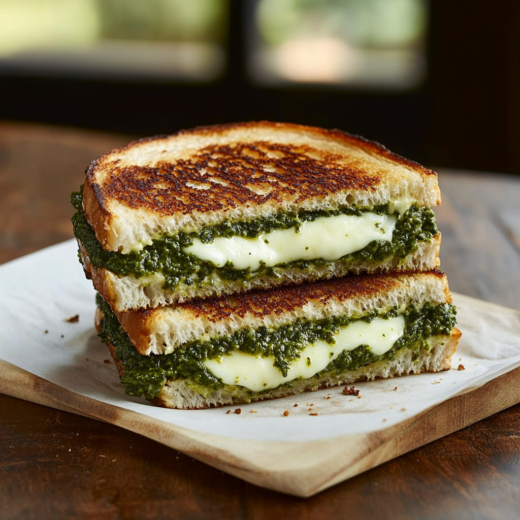 Spinach Pesto Grilled Cheese Sandwich