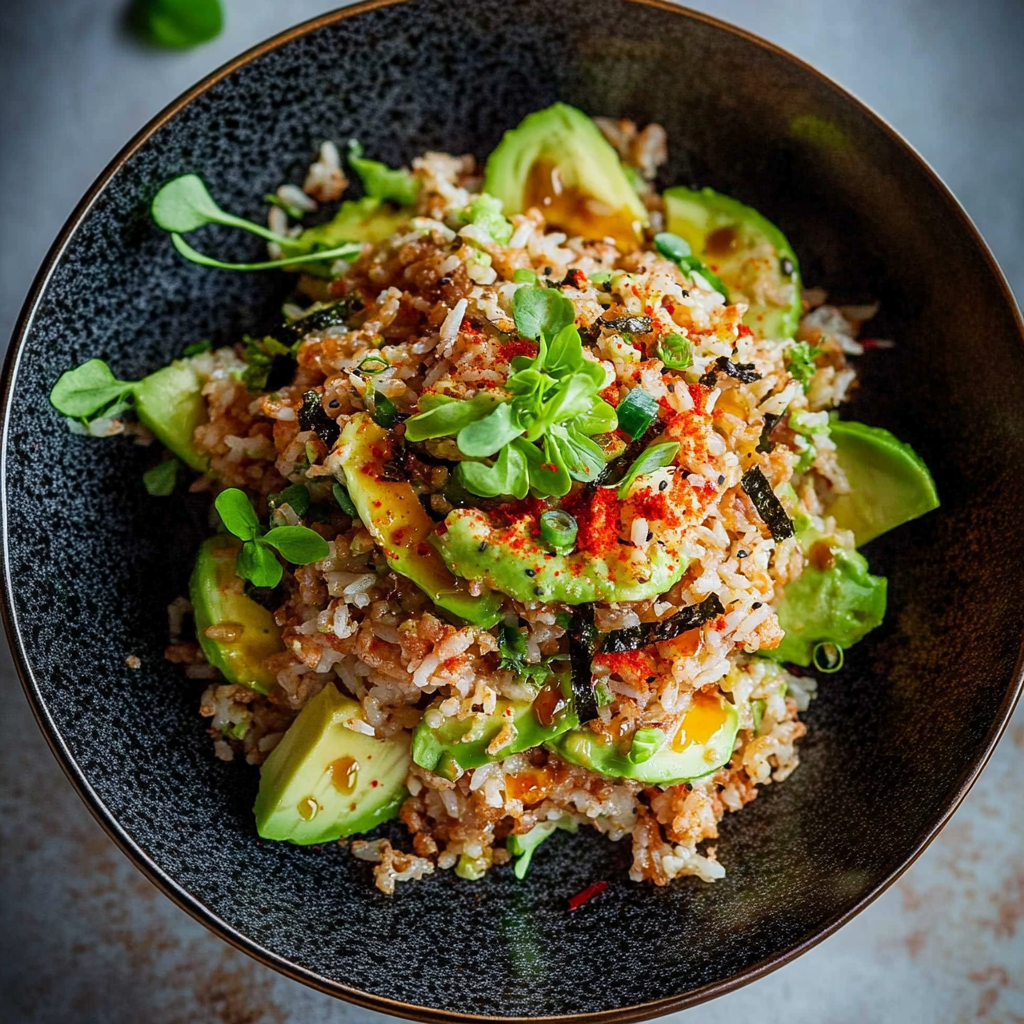 Tuna Avocado Crispy Rice Salad