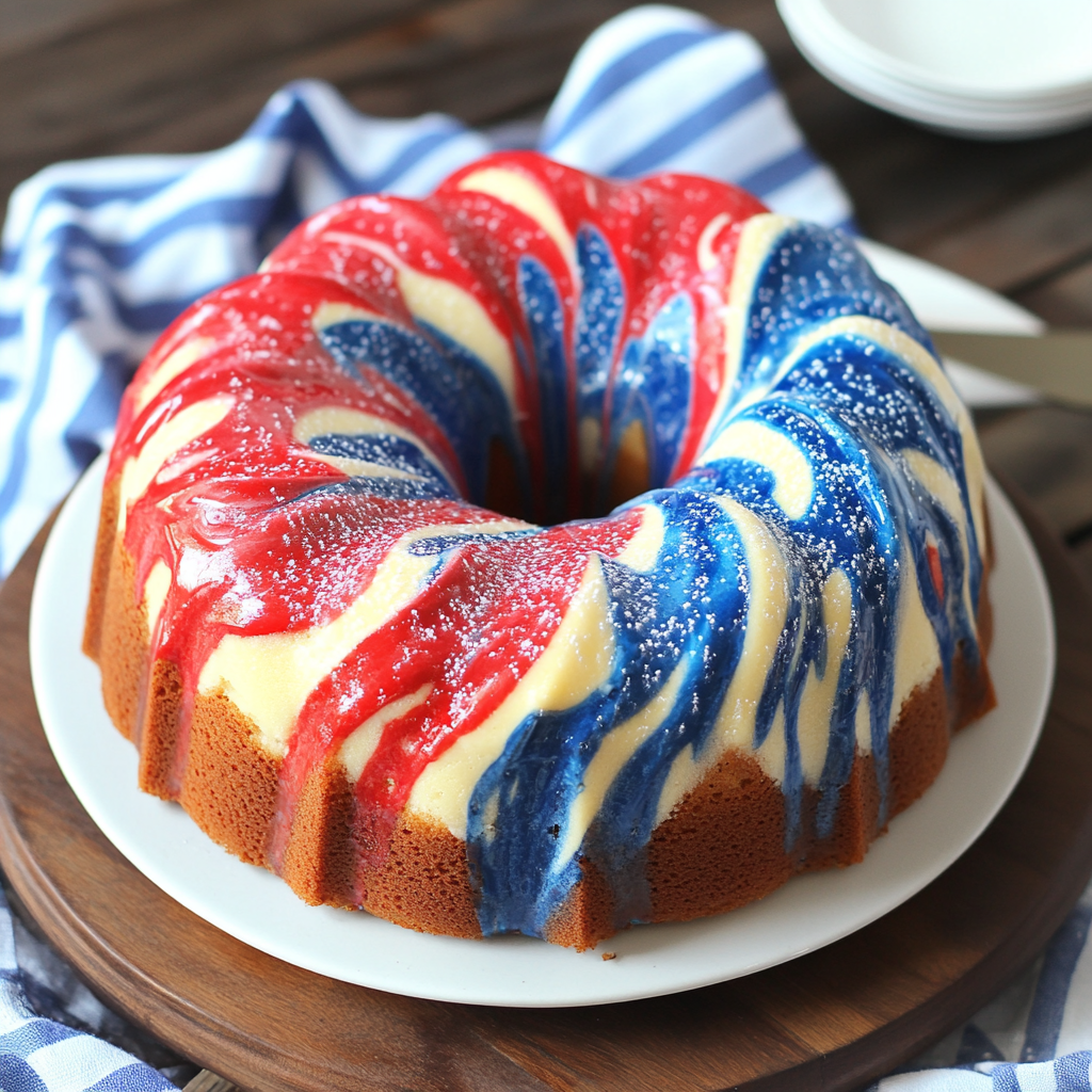 Red, White & Blue Marble Cake