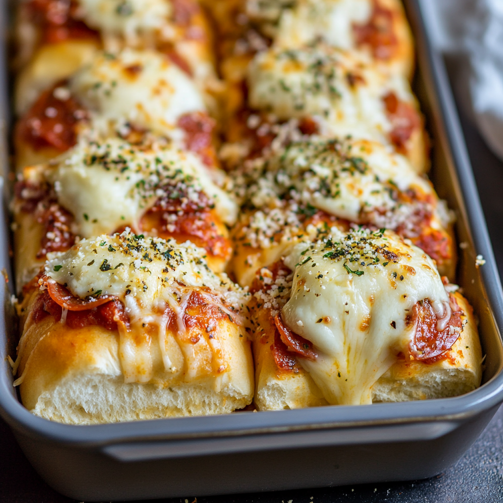 Pizza Sliders on Hawaiian Rolls