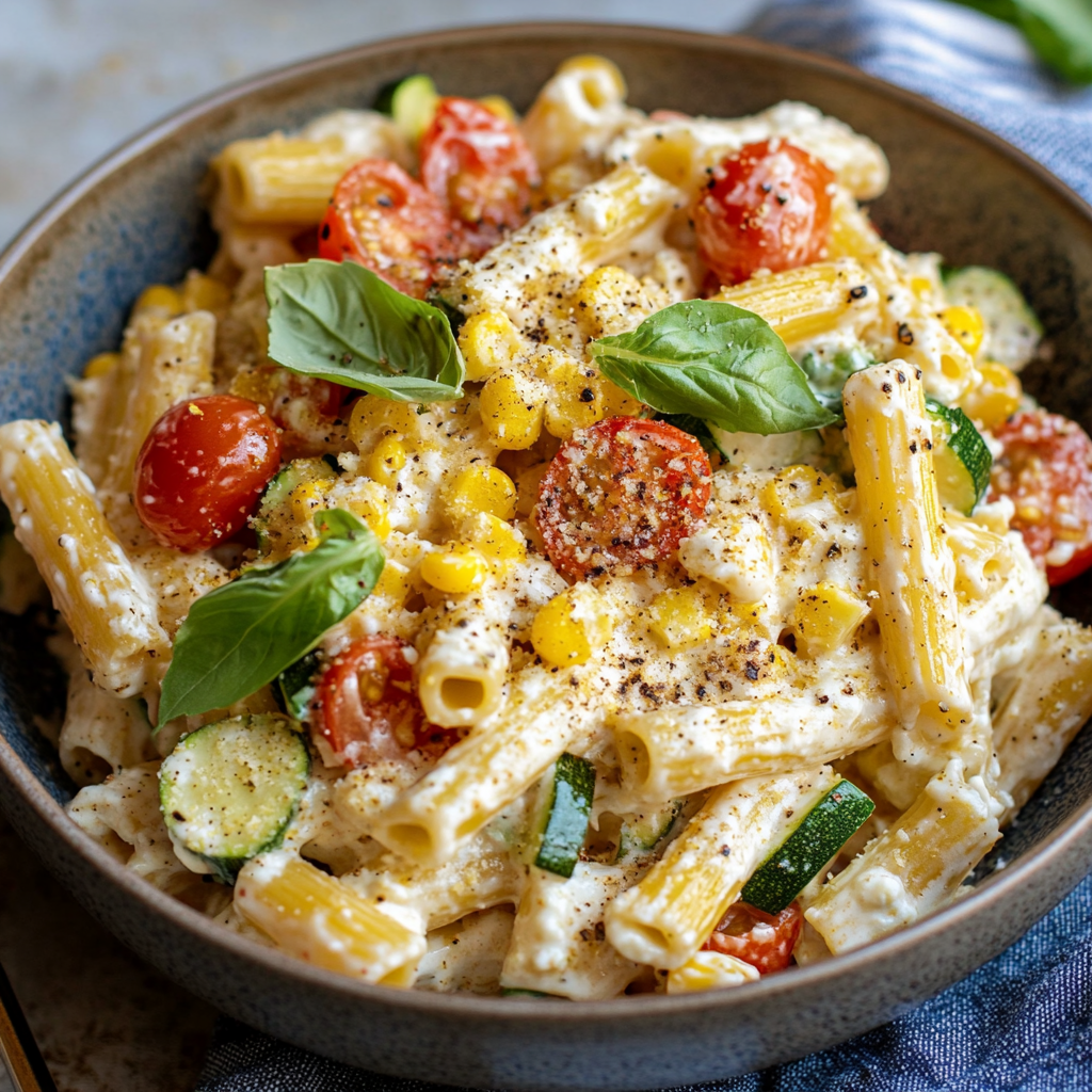 Summer Garden Pasta with Lemon Ricotta Sauce