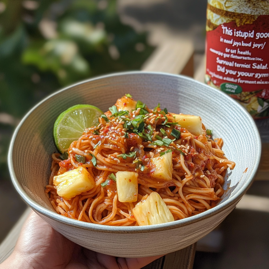 Spicy Pineapple Kimchi Noodle Salad
