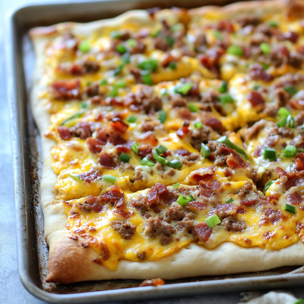 Sausage, Bacon & Cheese Breakfast Pizza