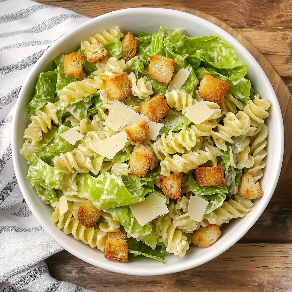 Charred Romaine Caesar Pasta Salad
