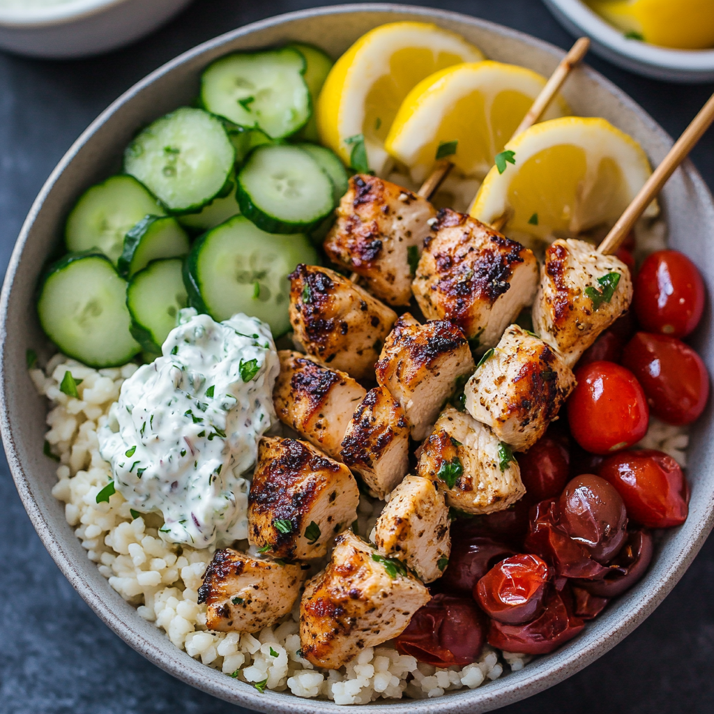 Greek Chicken Souvlaki Bowls