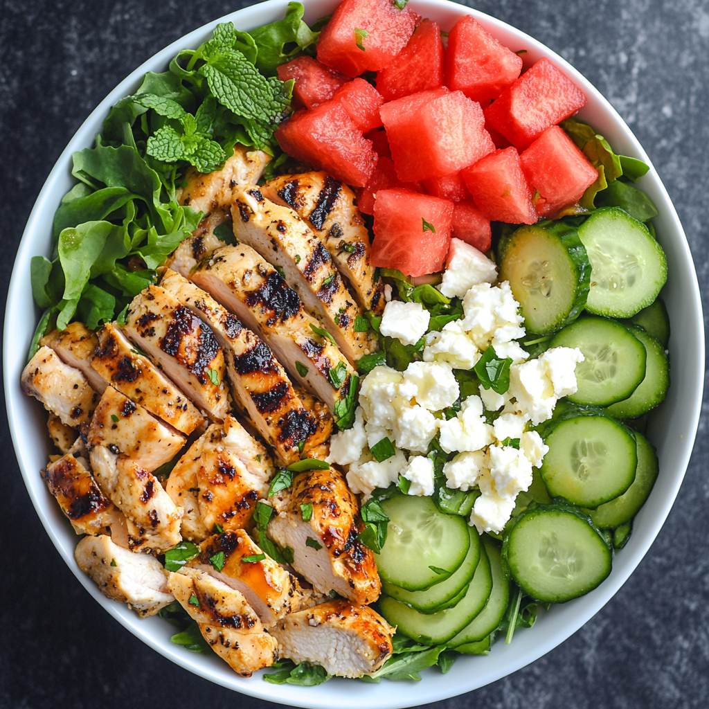 Watermelon Feta Chicken Salad