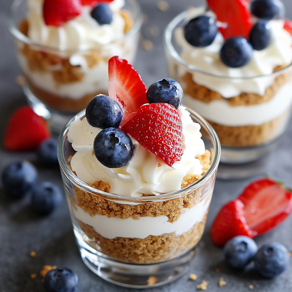 Red, White & Blue Bliss—No-Bake Cheesecake Cups