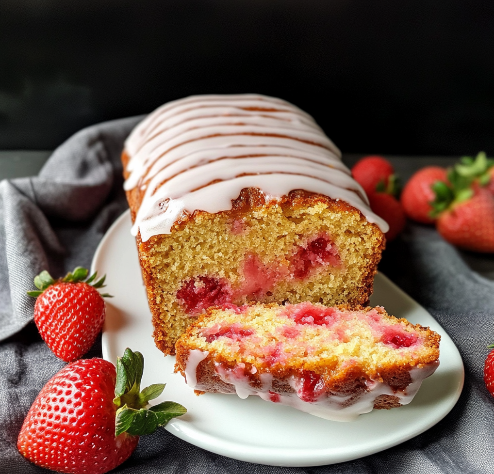 Strawberry Bread Loaf with Strawberry Glaze