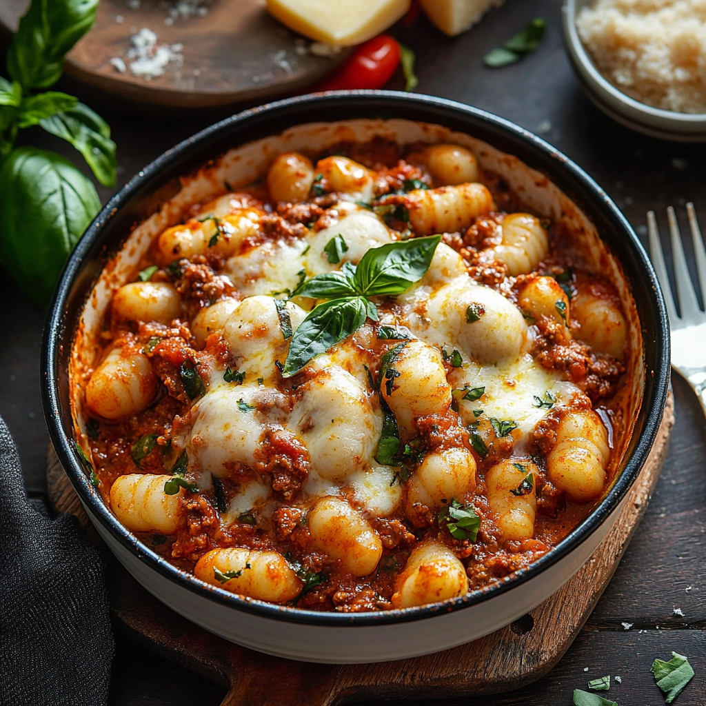 Mozzarella Baked Gnocchi Bolognese