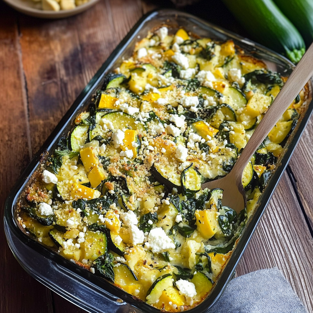 Baked Zucchini, Spinach & Feta Casserole