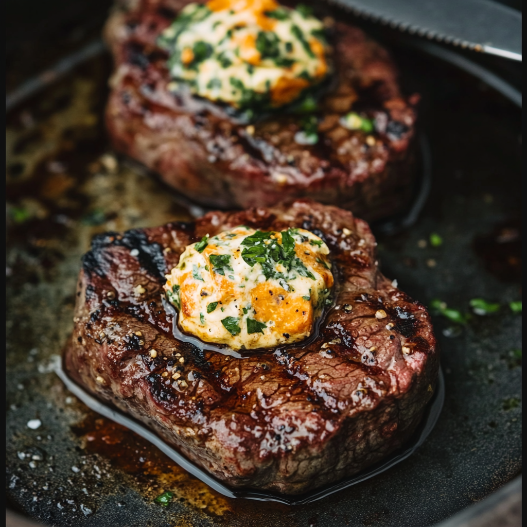 Grilled Ribeye Steaks with Cowboy Butter