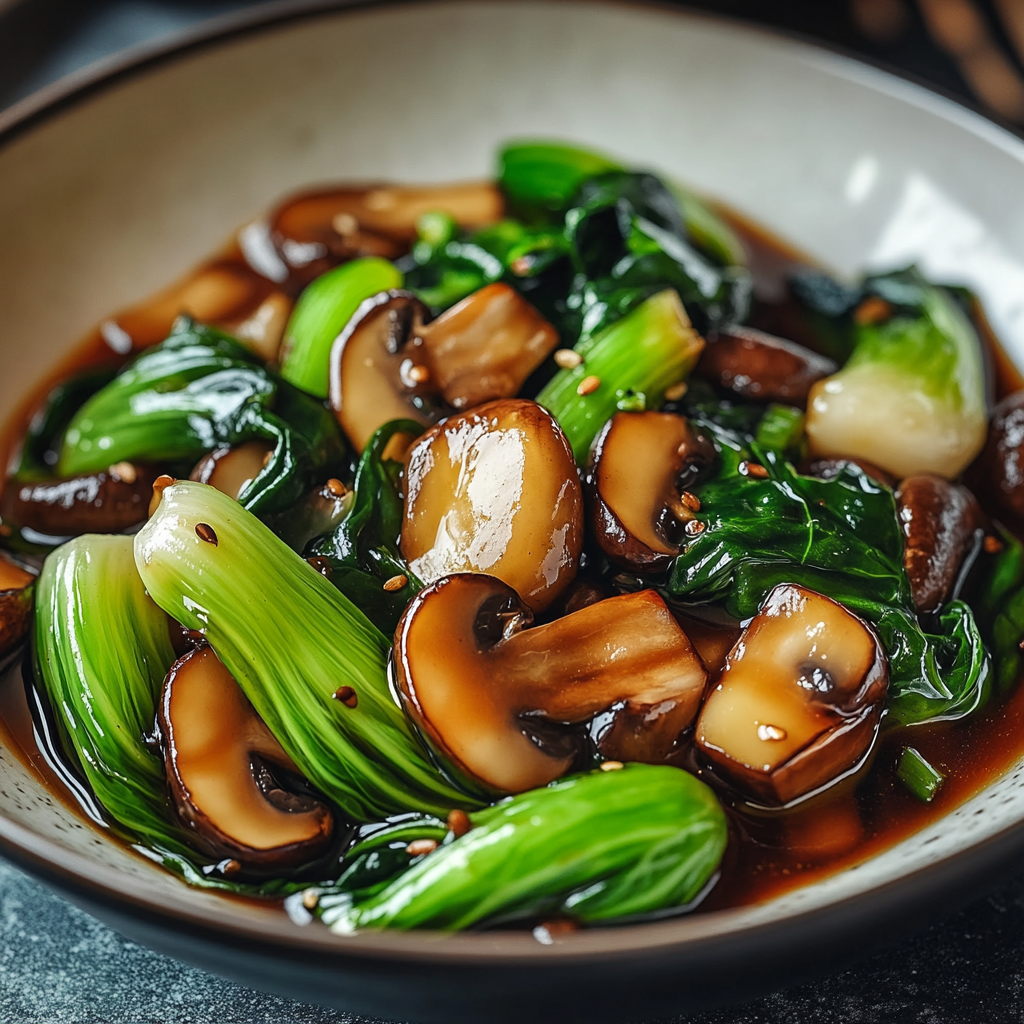 Bok Choy & Mushrooms in Oyster Sauce