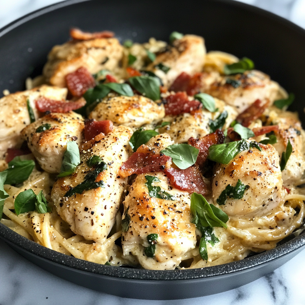 Bacon and Spinach Pasta with Parmesan