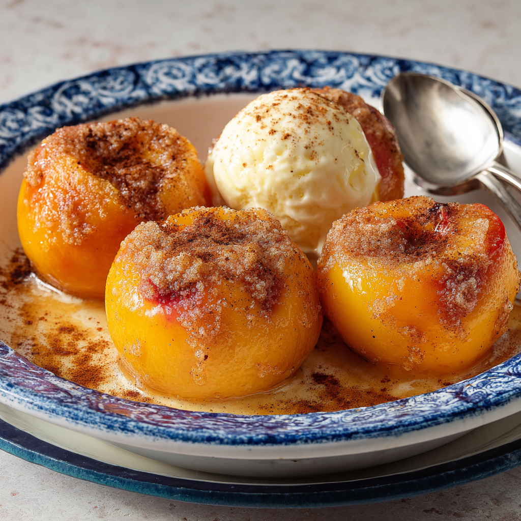 Cinnamon Sugar Baked Peaches