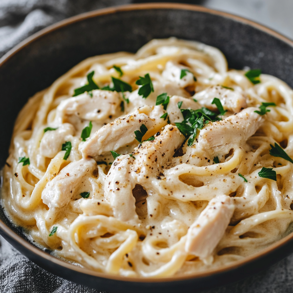 HIGH-PROTEIN, LOW-CAL CREAMY CHICKEN PASTA
