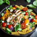 Mediterranean Chicken Pasta Salad Delight