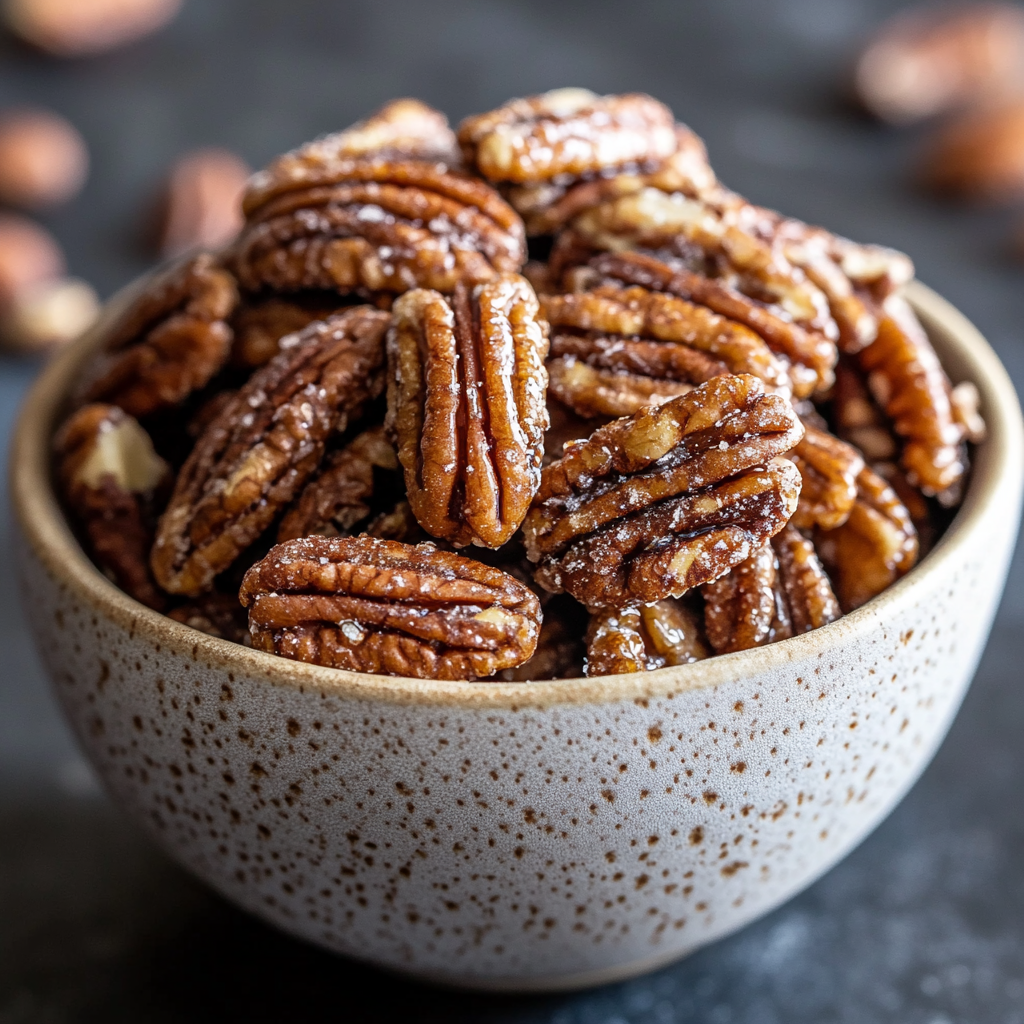 Keto Vanilla Cinnamon Candied Pecans