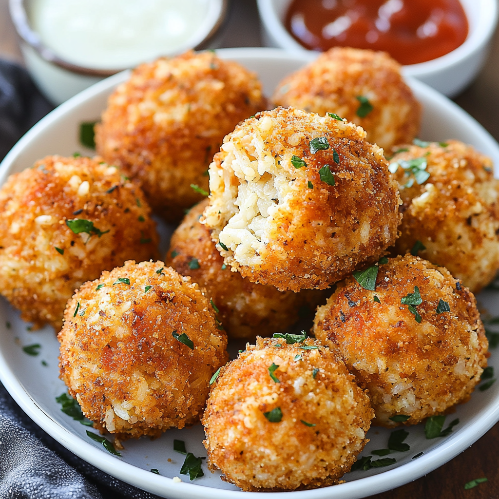 Cheesy Rice Balls (Baked or Fried)