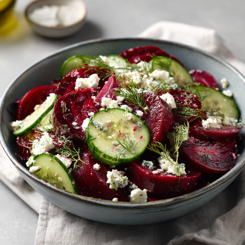 Beet Salad with Feta, Cucumbers, and Dill