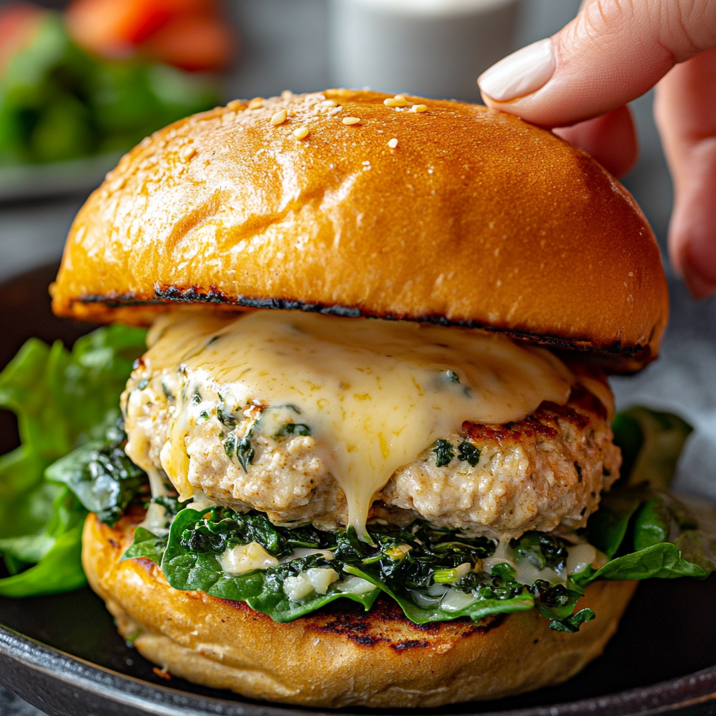 White Cheddar & Spinach Chicken Burgers