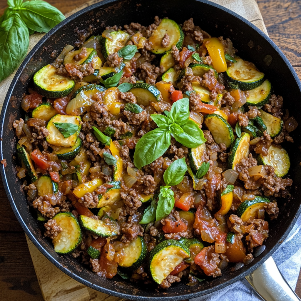 Zucchini and Ground Beef Skillet