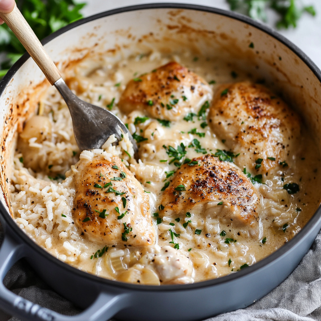 Creamy Parmesan One Pot Chicken and Rice