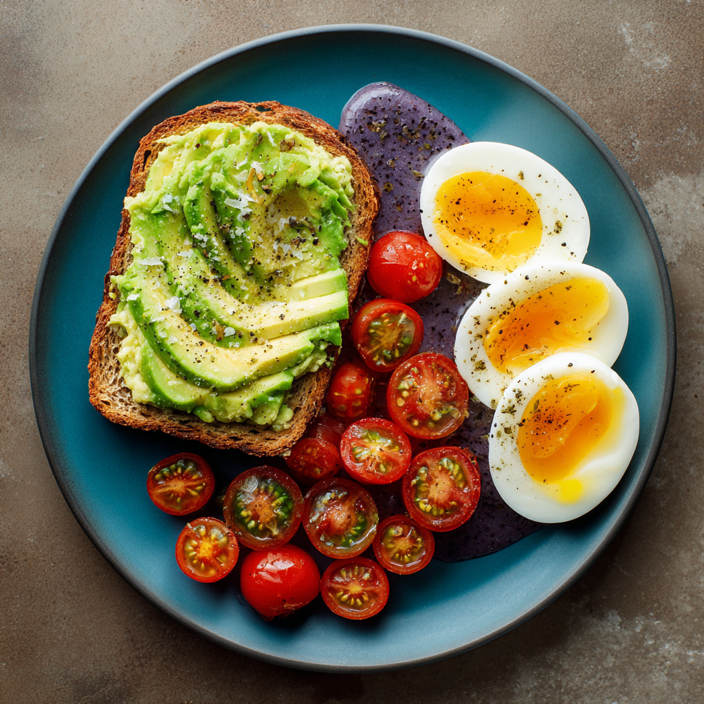 Power Breakfast Plate: Smoothie & Avocado Toast Combo