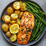 Air Fryer Salmon with Roasted Potatoes
