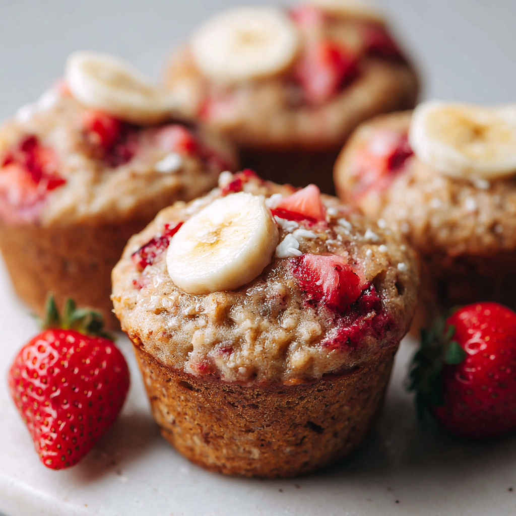 Healthy Strawberry Banana Yogurt Muffins