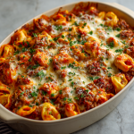 Cheesy Tortellini and Sausage Bake