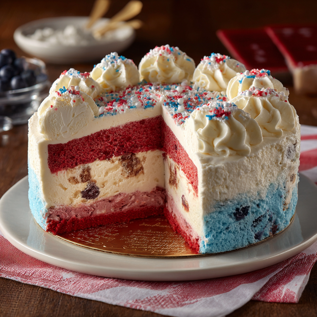Red, White & Blue Ice Cream Cake