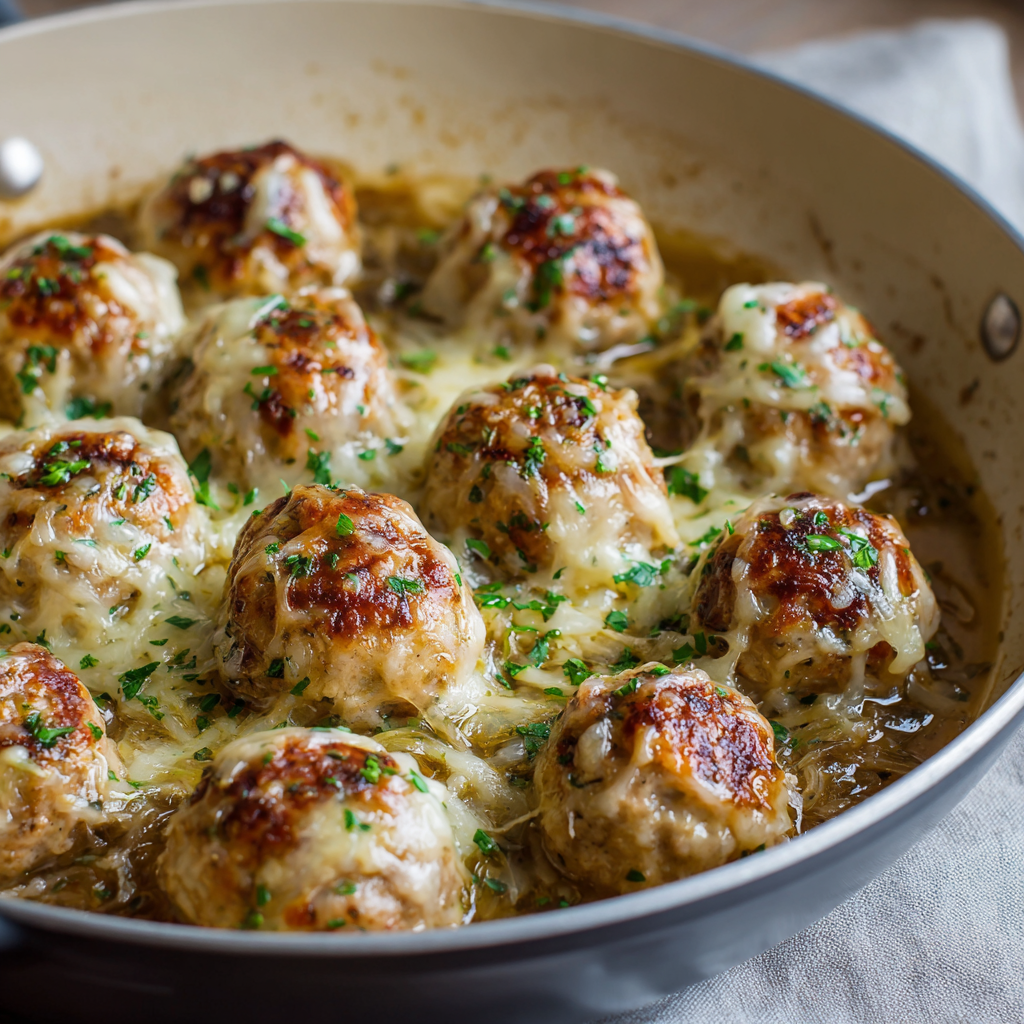French Onion Chicken Meatballs