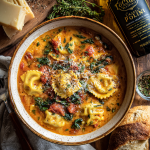 Creamy Tuscan Ravioli Soup